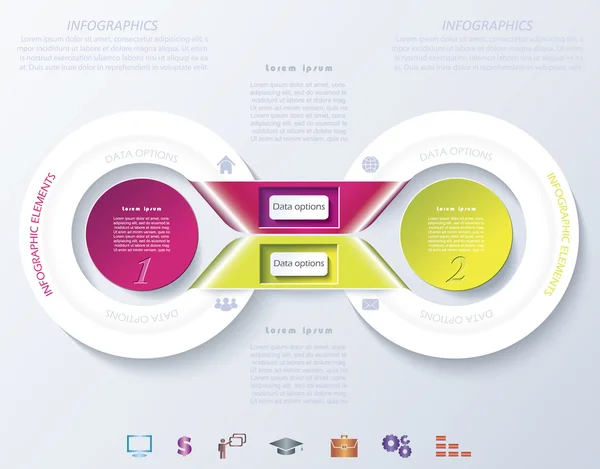 Diseño infográfico abstracto con círculos de color y cintas. Vect. — Archivo Imágenes Vectoriales