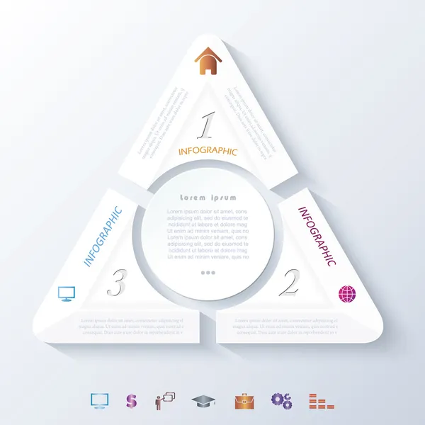 Design astratto infografico con cerchio e tre segmenti. Vect — Vettoriale Stock