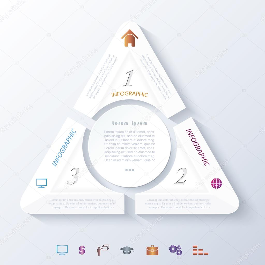 Abstract infographic design with circle and three segments. Vect