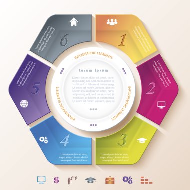 Infographic tasarlamak daire ve altı kesimleri ile. vektör
