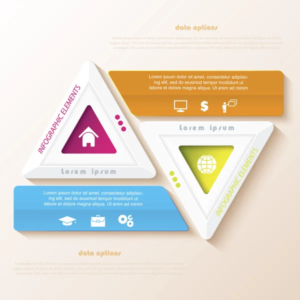 Diseño infográfico abstracto con triángulos. Ilustración vectorial — Archivo Imágenes Vectoriales