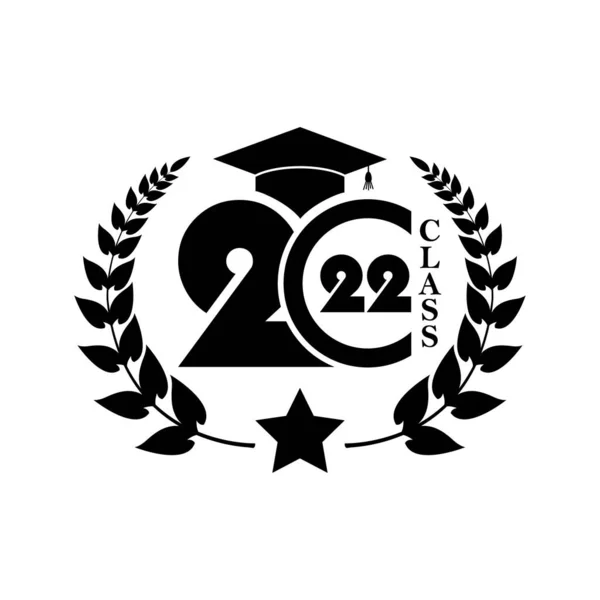 Clase 2022 Con Casquillo Graduación Corona Laurel — Archivo Imágenes Vectoriales