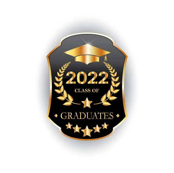 Luxury 2022 Afgestudeerd Creatief Goud Label Gouden Laurierkrans Met Graduation — Stockvector