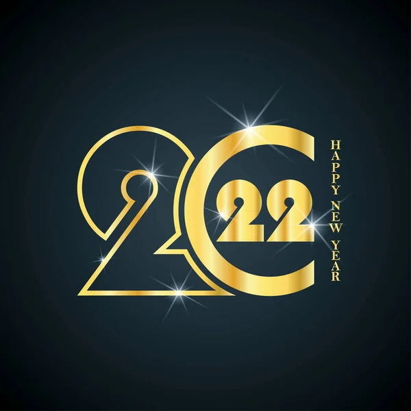 2022年快乐新年金色文字设计 2022年卡的奢华封面为您的问候卡 邀请卡 小册子 横幅的创意设计 — 图库矢量图片