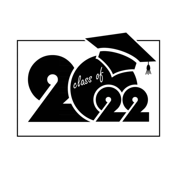 2022 Clase Cubierta Tarjeta Para Graduación 2022 Diseño Plano Creativo — Vector de stock