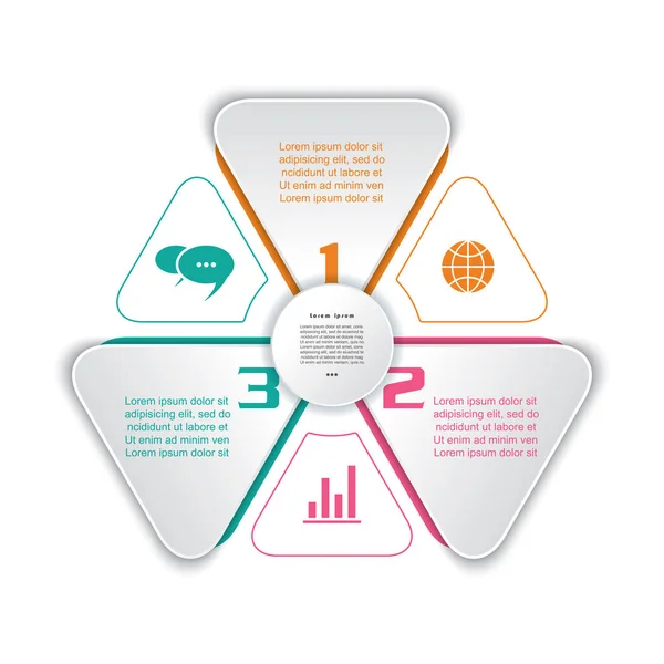 Segmenty Trójkąta Dla Tabeli Informacyjnej Koncepcja Info Design Szablon Infograficzny — Wektor stockowy