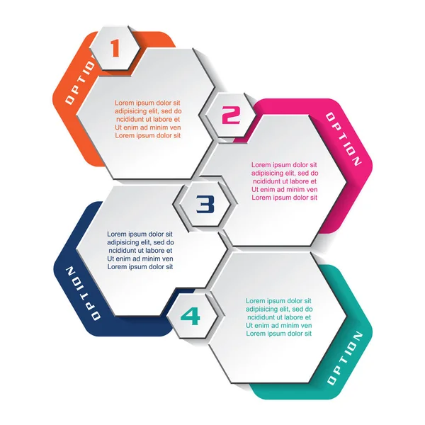 Options Steps Honeycomb Segments Information Table Concept Info Design Infographic — Stock Vector