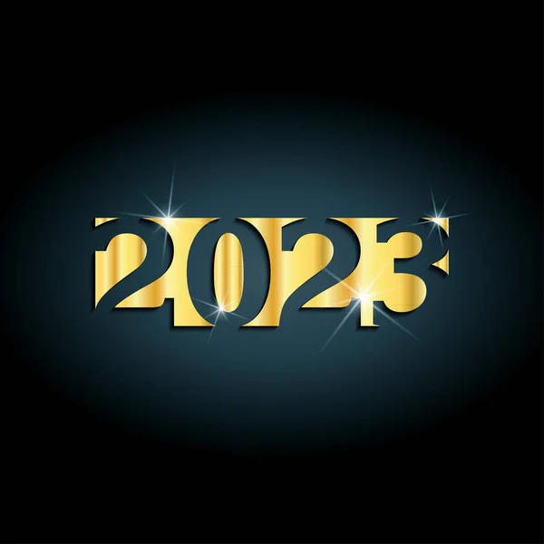 2023 Feliz Ano Novo Design Texto Dourado Cobertura Luxo Cartão —  Vetores de Stock