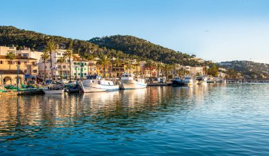 Mallorca, Port d'Andratx. View of the embankment and ships