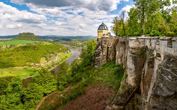 Knigstein Fortress in Saxon Switzerland, Germany. View from the fortress wall