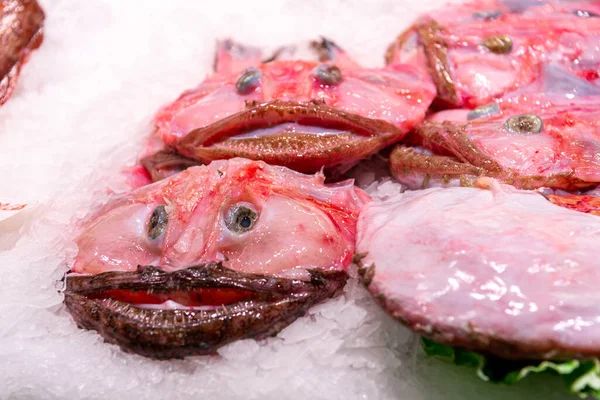 Fish Market Sea Fish Assortment Ice Market Counter — ストック写真