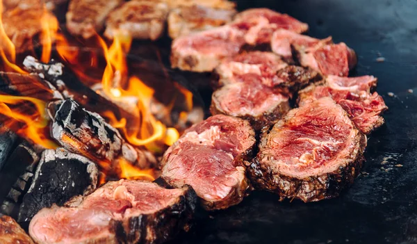 Roasting Meat Grill Open Fire — Zdjęcie stockowe