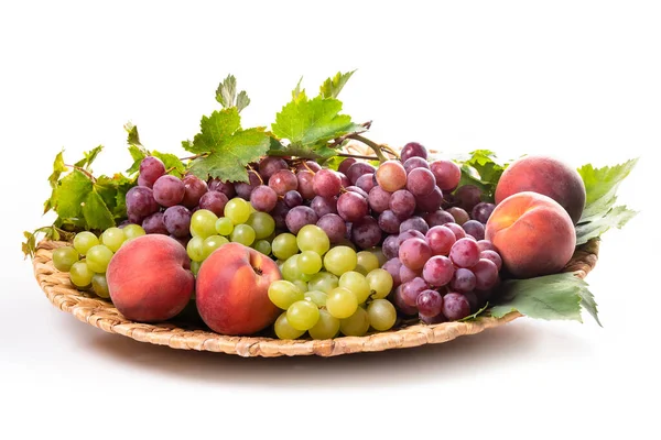 Fruit Platter Grapes Figs Pears Peaches —  Fotos de Stock