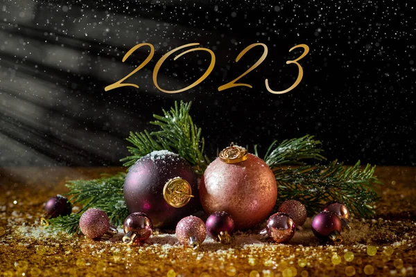 Vrolijk Kerstfeest Gelukkig Nieuwjaar 2023 — Stockfoto