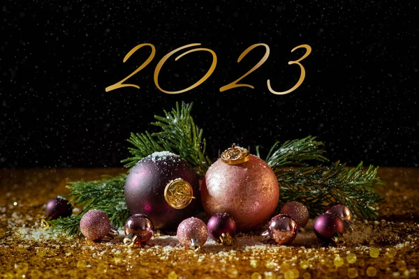 Vrolijk Kerstfeest Gelukkig Nieuwjaar 2023 — Stockfoto