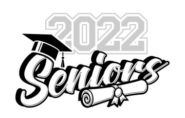 2022 Harf Sınıfı tebrik kartı, davetiye. Tasarım metni, tebrik etkinliği, tişört, parti, lise ya da üniversite mezunu. Şeffaf arkaplanda vektör