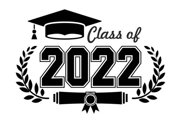 招待状のための2022年の手紙クラス 卒業デザイン お祝い事 Tシャツ パーティー 高校や大学の卒業生のためのテキスト イラスト 透明背景のベクトル — ストックベクタ