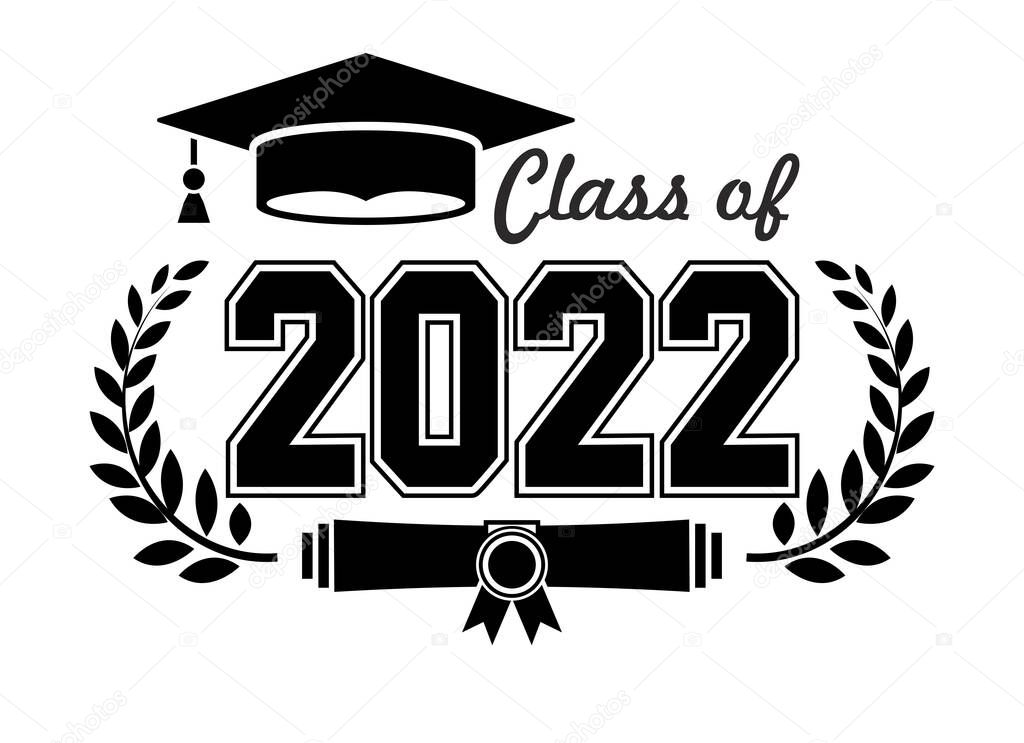 Lettering Class of 2022 for greeting, invitation card. Text for graduation design, congratulation event, T-shirt, party, high school or college graduate. Illustration, vector on transparent background