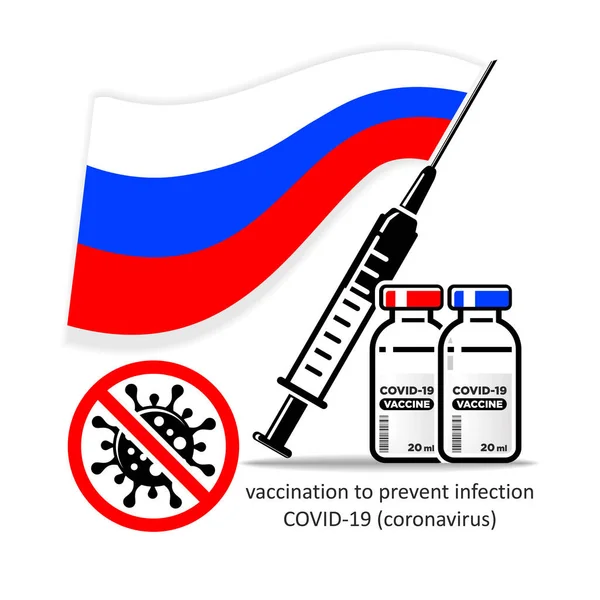 Vacuna Contra Coronavirus Covid Ampollas Con Droga Una Jeringa Médica — Vector de stock
