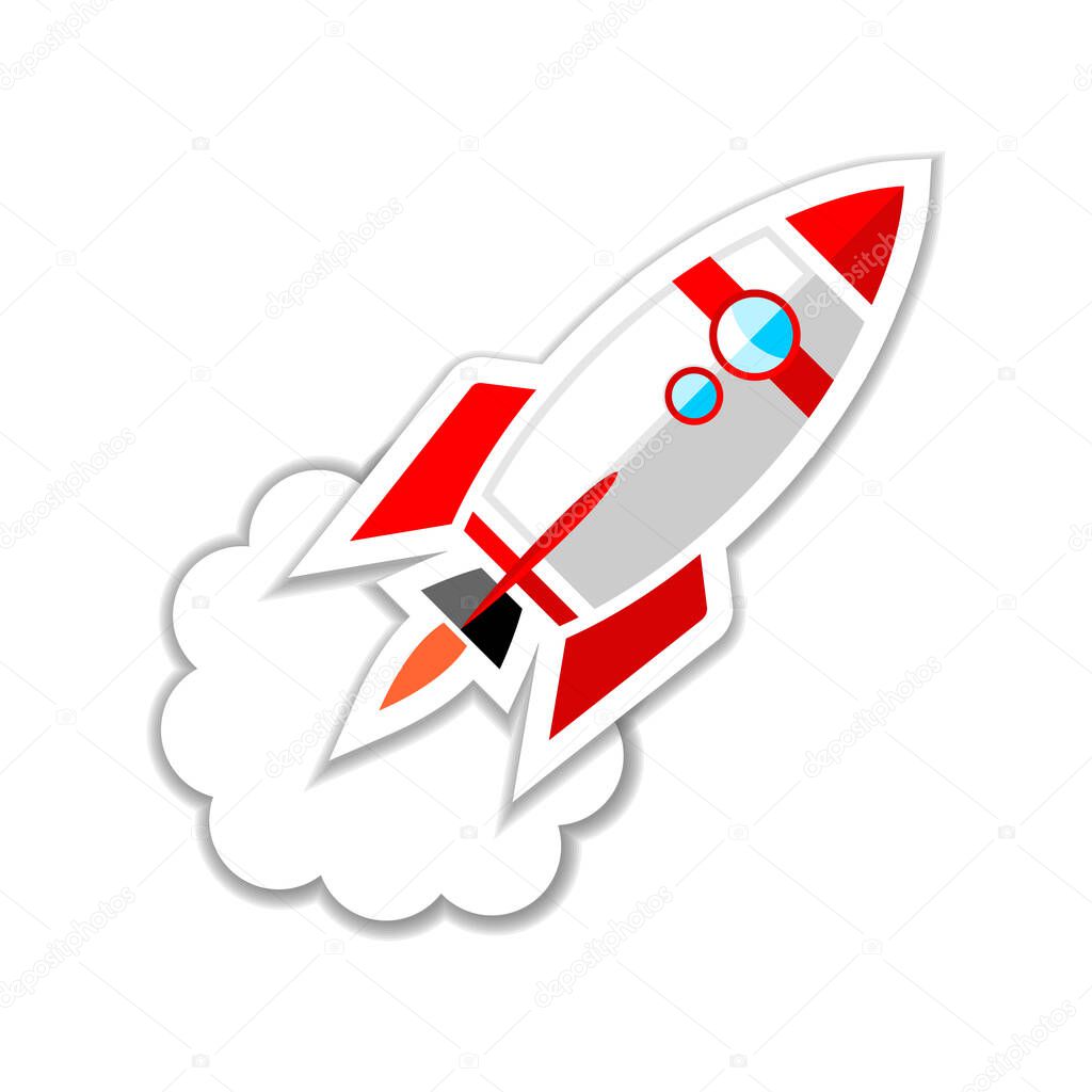 Rocket launch, start up icon. Vector, illustration concept of business product on a market