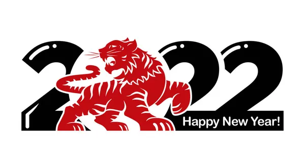 Новим 2022 Роком Тигра Малюнок Китайського Стилю Червоного Тигра Чорних — стоковий вектор