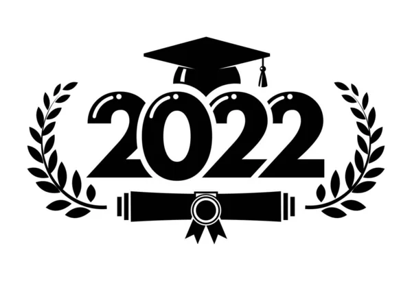 招待状のための2022年の手紙クラス 卒業デザイン お祝い事 Tシャツ パーティー 高校や大学の卒業生のためのテキスト 透明な背景のベクトル — ストックベクタ