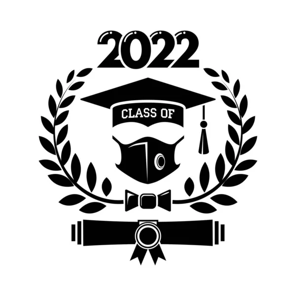 招待状のための2022年の手紙クラス 卒業デザイン お祝い事 Tシャツ パーティー 高校や大学の卒業生のためのテキスト 透明な背景のベクトル — ストックベクタ