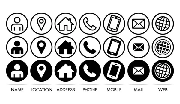 Set Contact Communication Icons Business Card Website Vector Transparent Background — Stok Vektör