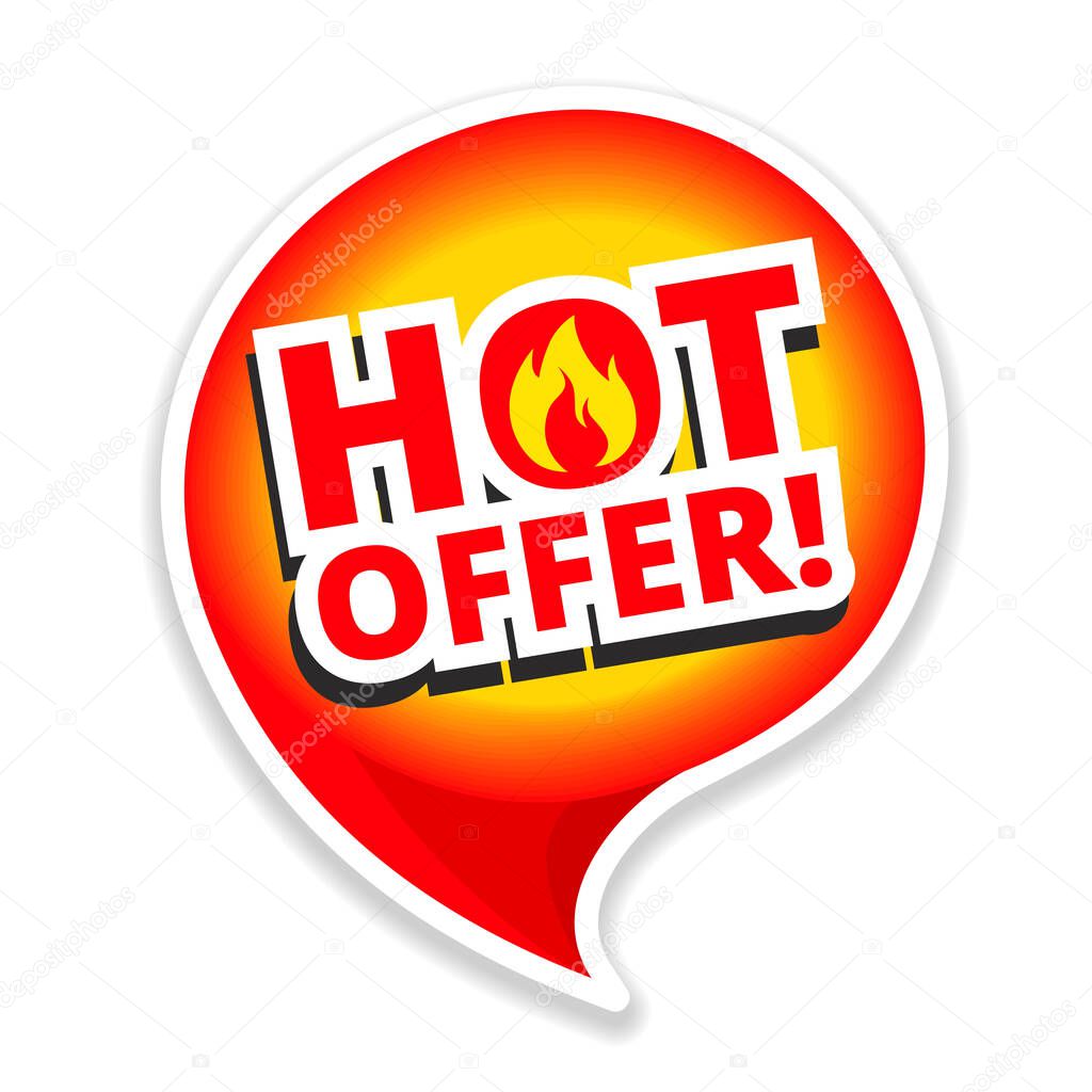 Special fiery Offer, Hot Sale banner or sticker design template, discount tag. Illustration, vector