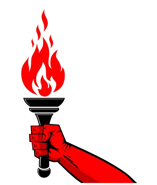 Rote Hand Mit Taschenlampe Symbol Der Freiheit Des Protests Des — Stockvektor