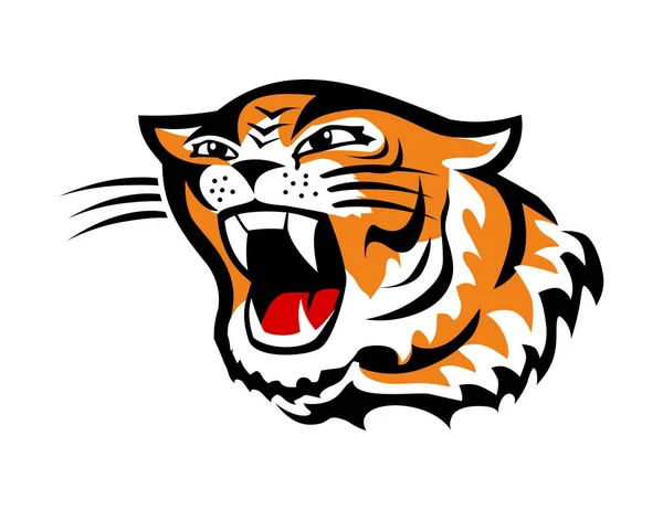 Menggambar Wajah Harimau Yang Marah Untuk Logo Poster Brosur Spanduk - Stok Vektor