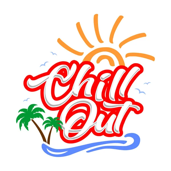 Sticker Χαλαρώστε Στις Καλοκαιρινές Διακοπές Στην Παραλία Πρότυπο Διανύσματος Διαφανές — Διανυσματικό Αρχείο