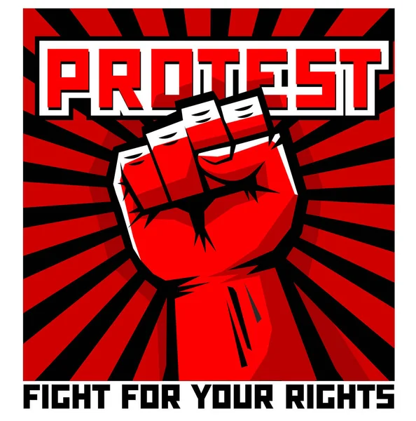 Fist Revolution Latar Belakang Merah Elemen Desain Vektor Dalam Gaya - Stok Vektor