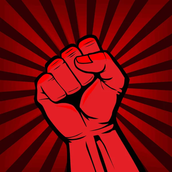 Pugno Mano Maschile Simbolo Della Rivoluzione Proletaria Propaganda Rossa Segno — Vettoriale Stock