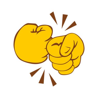 İki sıkılmış el yumruğunun selamı. Çizgi film ikonu. Şeffaf arkaplanda vektör