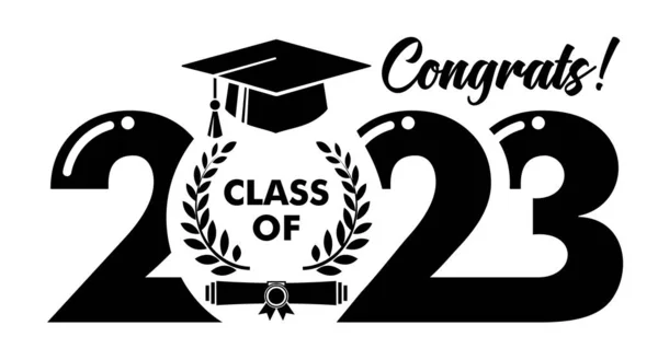 Lettering Class 2023 Greeting Invitation Card Text Graduation Design Congratulation — Image vectorielle