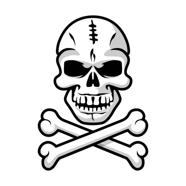 Scary Human Skull Crossbones Symbol Death Halloween Greeting Abstract Vector — Vetor de Stock