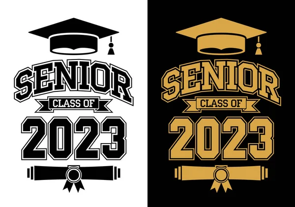Class of 2023 Lettering for greeting, invitation card. Text for design, congratulation event, T-shirt, party, high school or college graduate. Vector on transparent and black background