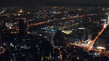 Bangkok at night by drone in Thailand. . High quality 4k footage