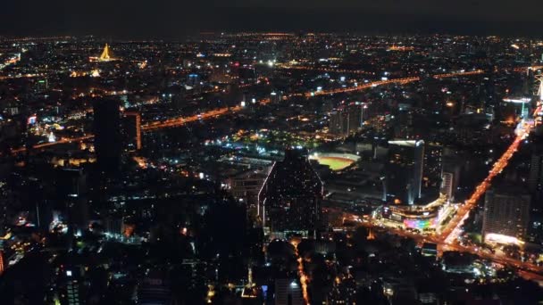 Bangkok Night Drone Thailand High Quality Footage — Vídeo de Stock