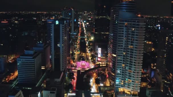 Bangkok Drone Thailand Sathorn Business Central District High Quality Footage — Stock Video