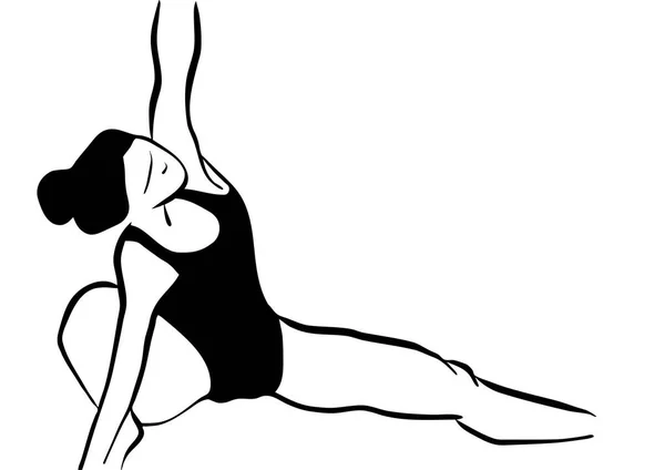 Une Femme Qui Fait Yoga Illustration Noir Blanc Vecteur — Image vectorielle