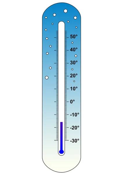 Термометр Ртути Низкая Температура Векторная Иллюстрация Синий Белый Фон — стоковый вектор