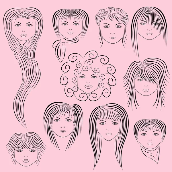 Female Hairstyles Vector Illustration — Stock Vector