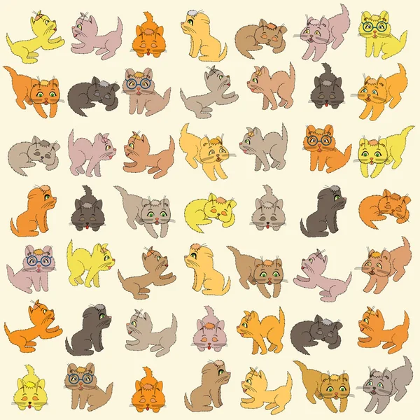 Set Of Kittens. Editable Vector Illustration — Stock Vector