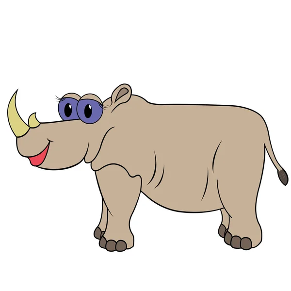 Rhinoceros Cartoon Vector Ilustração — Vetor de Stock