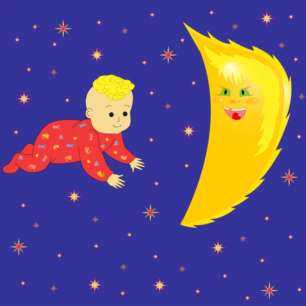 Maan in baby dromen — Stockvector