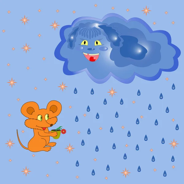 Muis en regen wolk — Stockvector