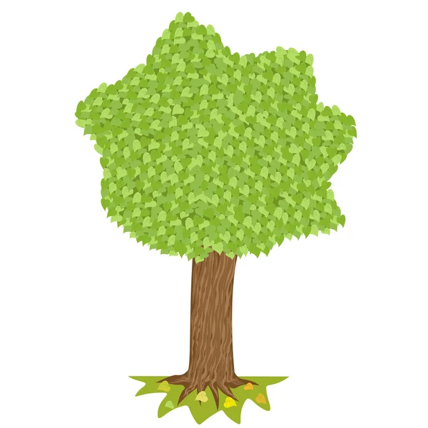 Árbol con corona verde — Vector de stock