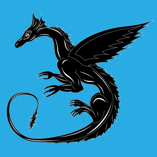 Černý drak na modré — Stockový vektor